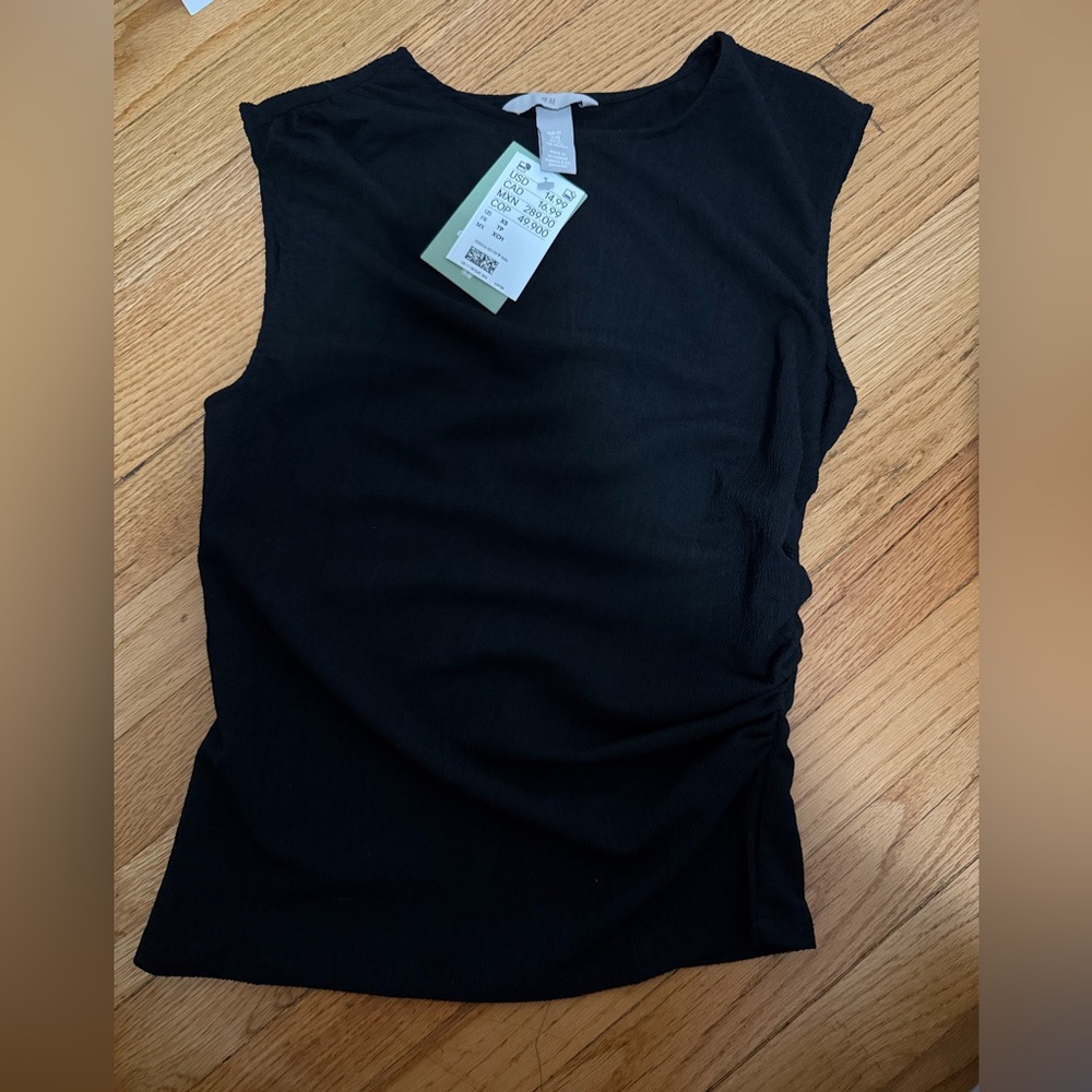 H&M Black Ruched Sleeveless Top